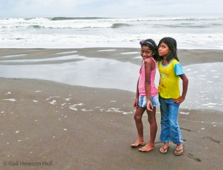 Girls on the beach at Tortuguero, Costa Rica, 2012