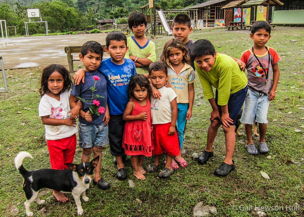 Children at the school playground in Mashpi, Ecuador, 2014